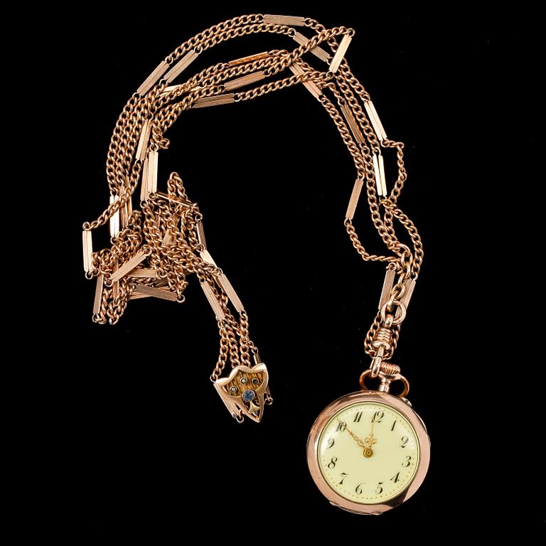DAMFICKUR, 14k guld, tidigt 1900-tal. Tot ca 20 gr.