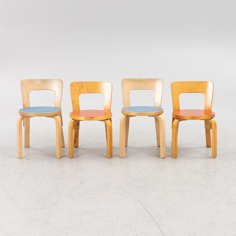 Alvar Aalto, four birch modell 66 children's chairs, Artek, Finland.