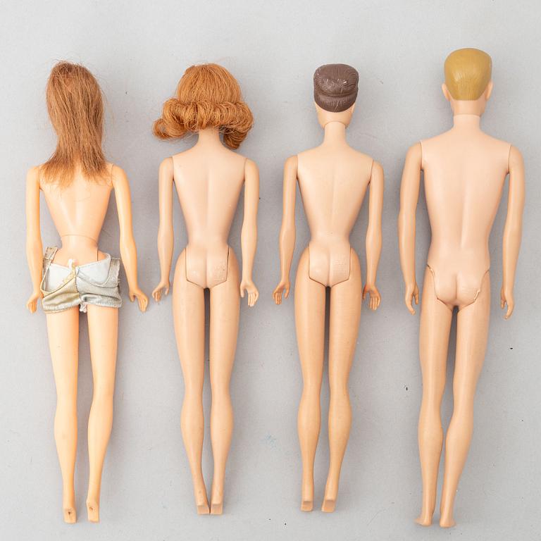 Barbie dolls, 8 pcs with clothes and accessories, Mattel, 1960s/70s.