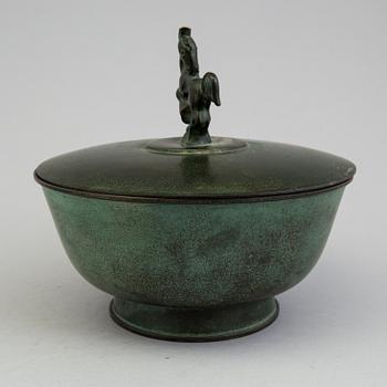 A lidded bronze bowl from Ystad Brons, 1920's/30's.