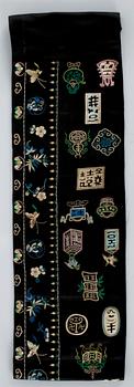 KANTBAND, 7 st, siden Kina, sen Qing dynasti, omkring år 1900.