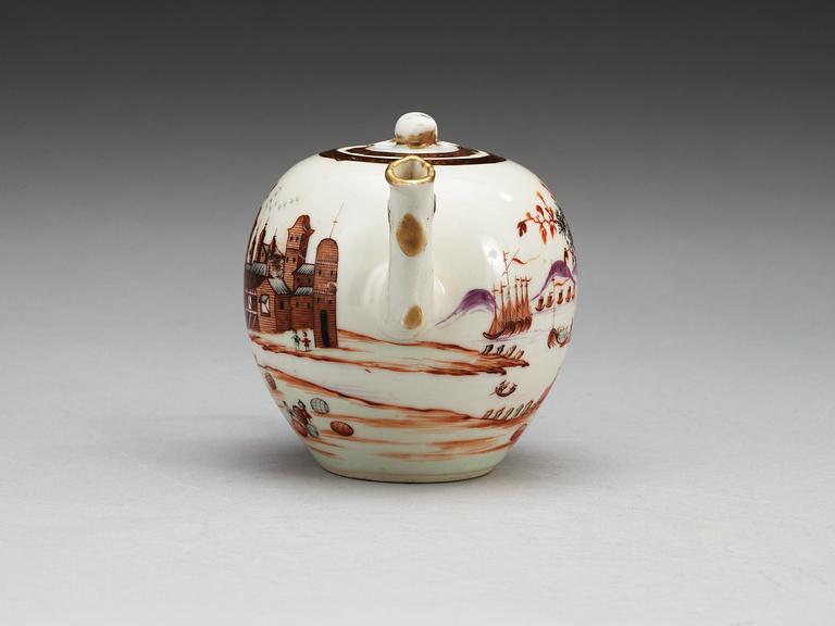 A 'European Subject' teapot with cover, Qing dynasty, Qianlong  (1736-95).