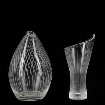 VASER, 2 st, glas, Tapio Wirkkala, Iittala, sign.