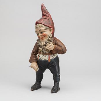 A painted terracotta gnome early 1900's.