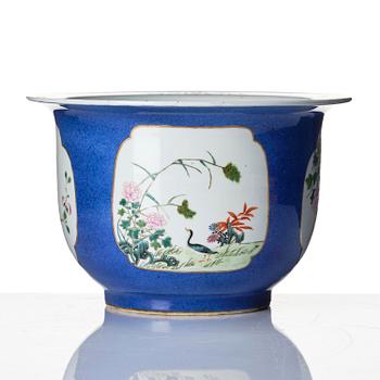 A famille rose and powder blue flower pot, early 20th Century with Hongxian mark (Yuan Shikai) 1915-16.