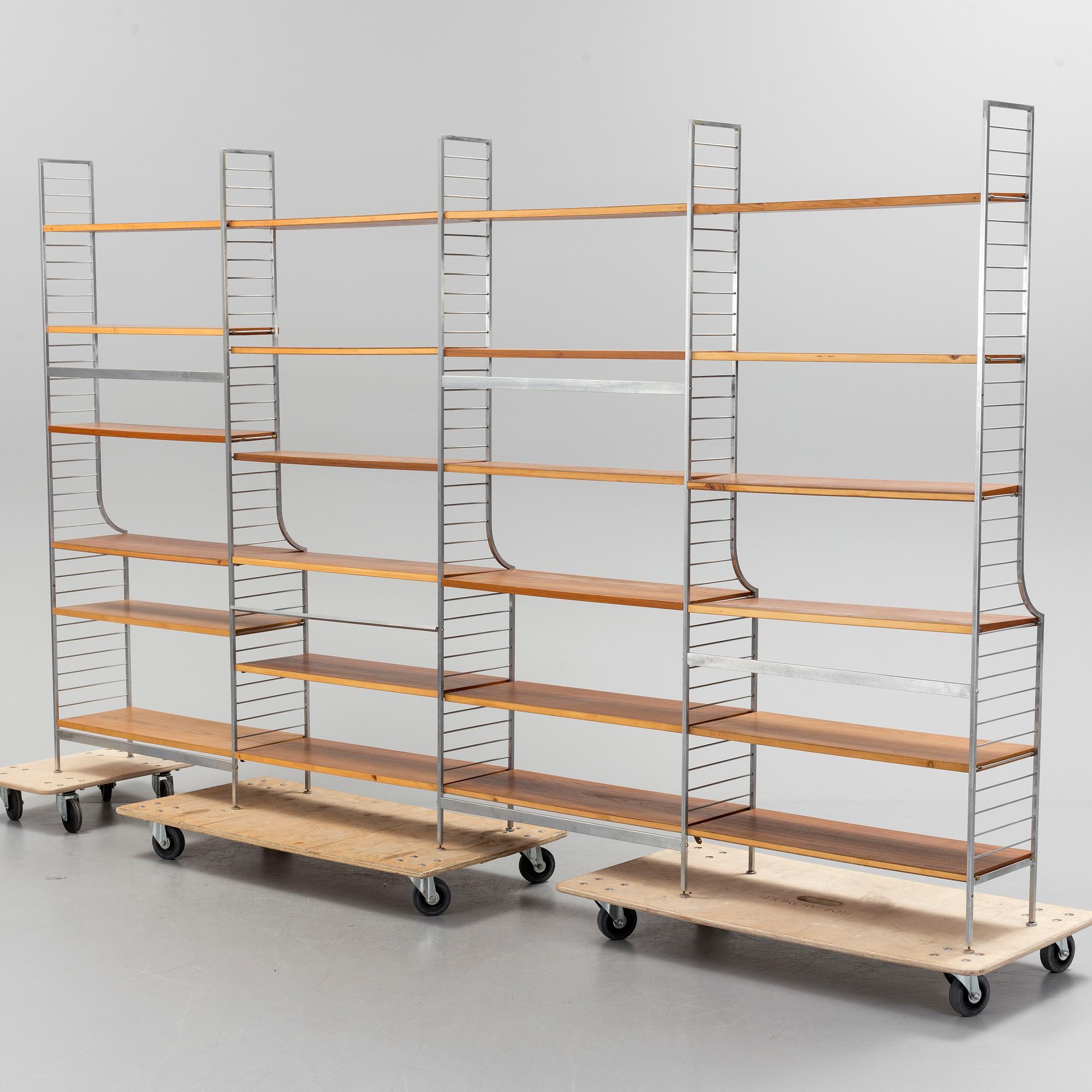 A 1950s "String" four-section book shelf by Nils Strinning.