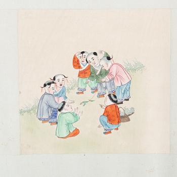 Rullmålning, Okänd konstnär, akvarell och tusch på papper, Kina, omkring 1900.