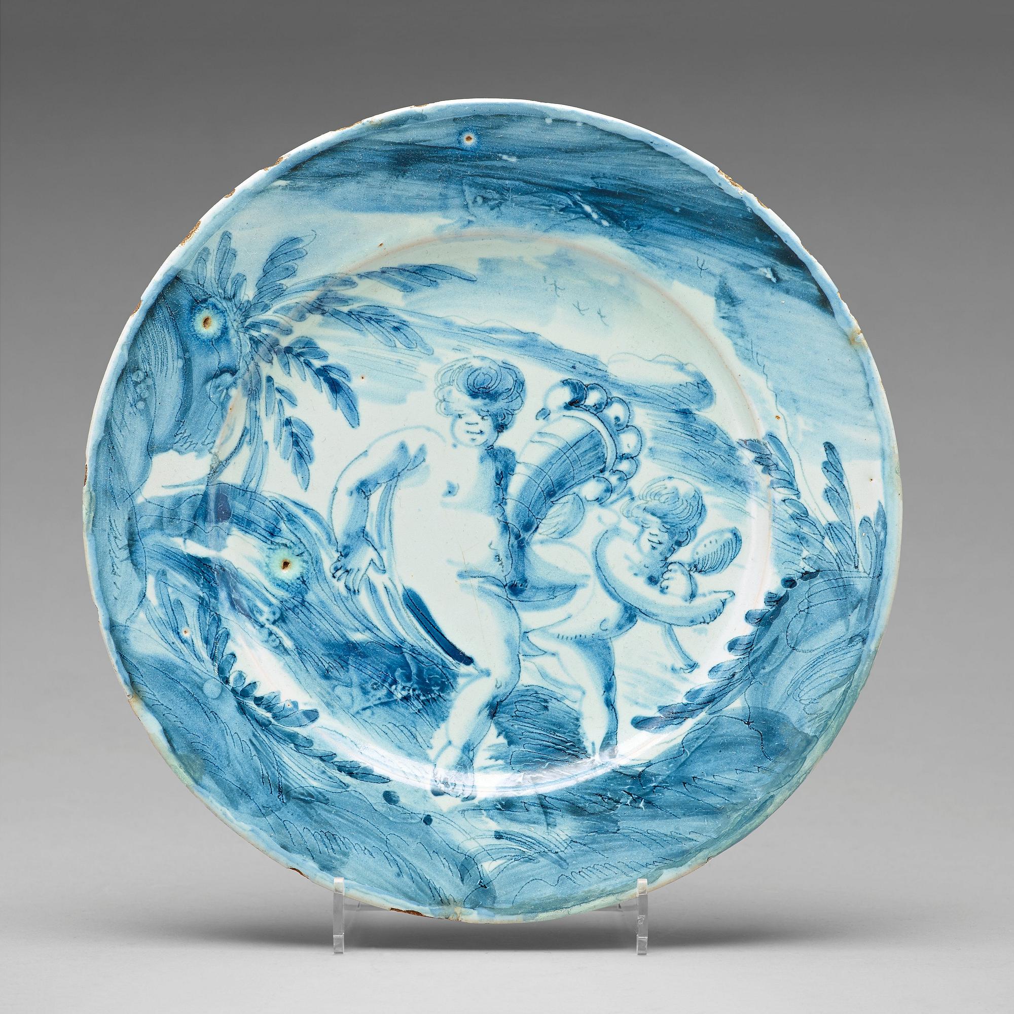 TALLRIK, fajans. Savona, Italien omkring 1700.