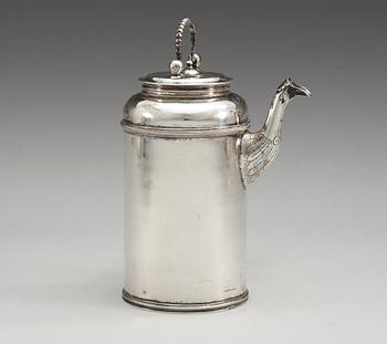A Baltic 18th century silver chocolate-pot, makers mark of Johann Joachim Krusemann, Riga 1768-1780.