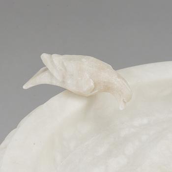 A pair of 20th century alabaster bowls or birdbaths.