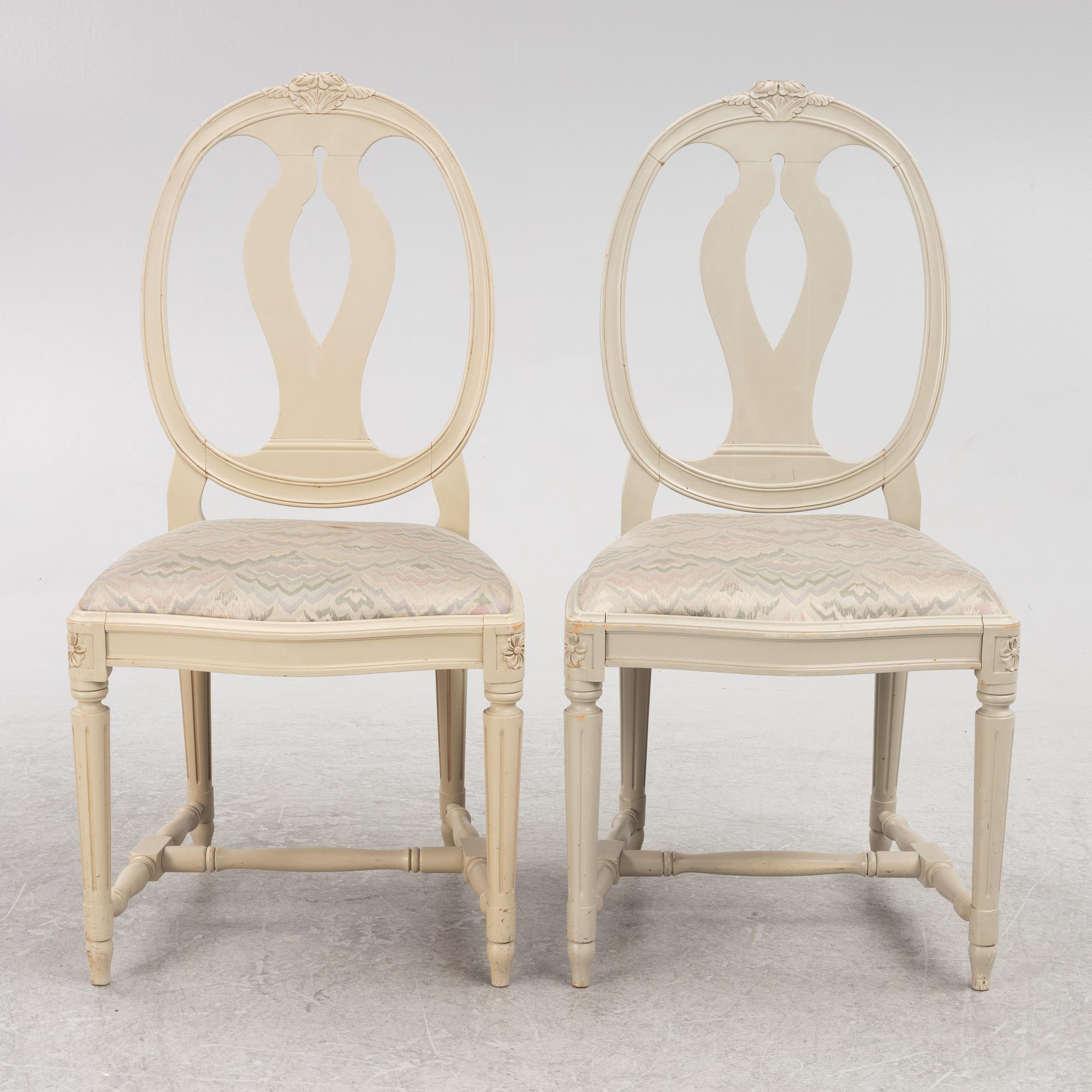 A set of eight Gustavian style chairs, late 20th century.