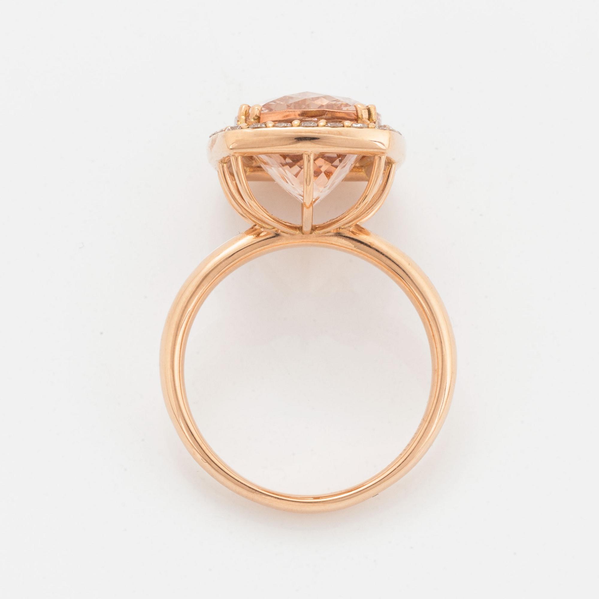 Morganite and brilliant-cut cocktail ring.