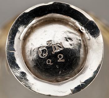 BÄGARE, 2 st, silver, bl a Johan Schröder, Landskrona, 1798.