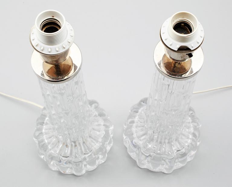 BORDSLAMPOR, 1 par, glas, Carl Fagerlund, Orrefors, 1900-talets andra hälft.