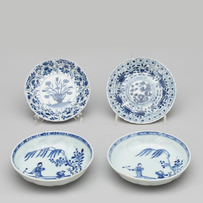 FAT, 4 st, porslin, Kina, Qing dynastin,  Kangxi (1661-1722) respektive Qianlong (1735-1796).