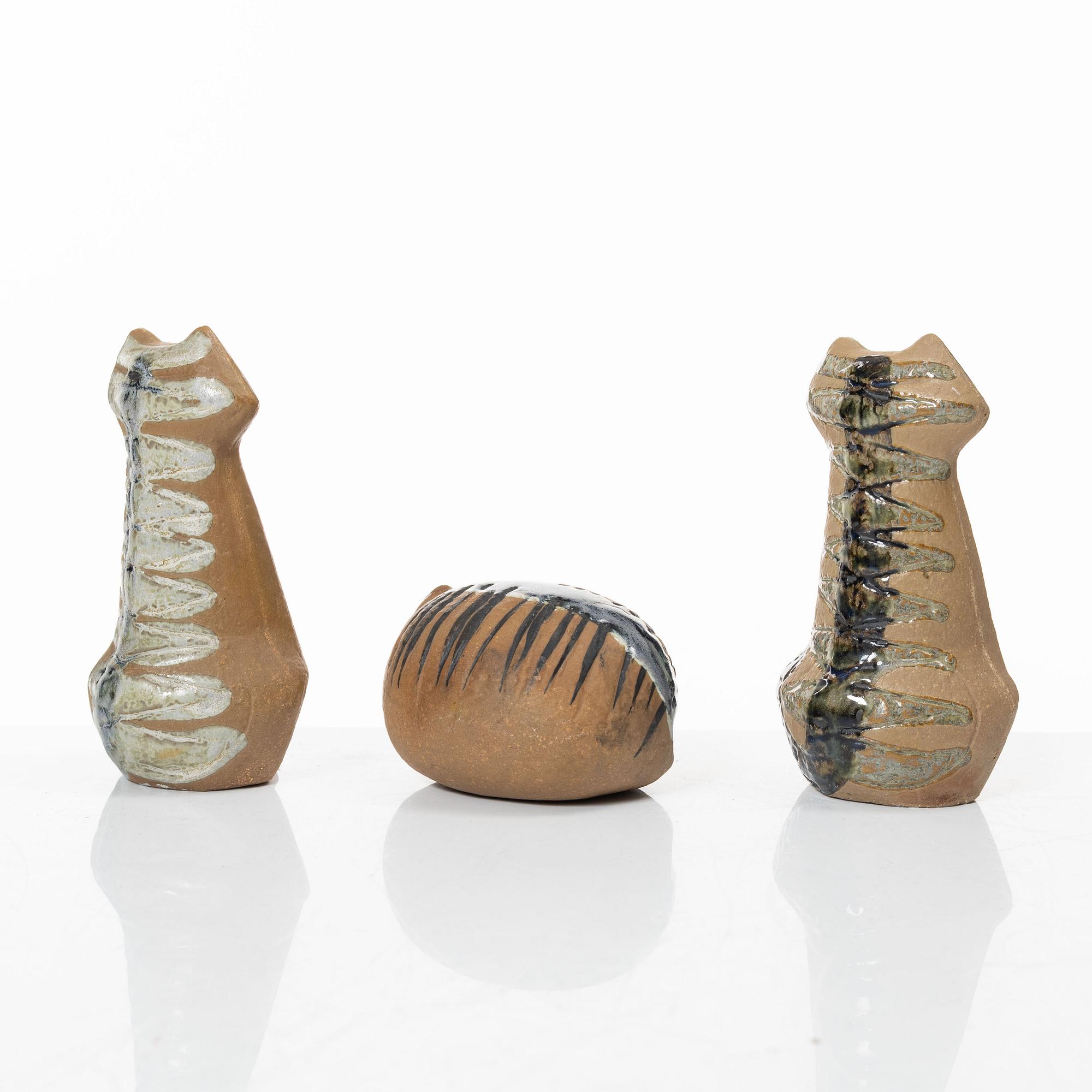 Lisa Larson, figuriner, 3 st, stengods, Gustavsberg.