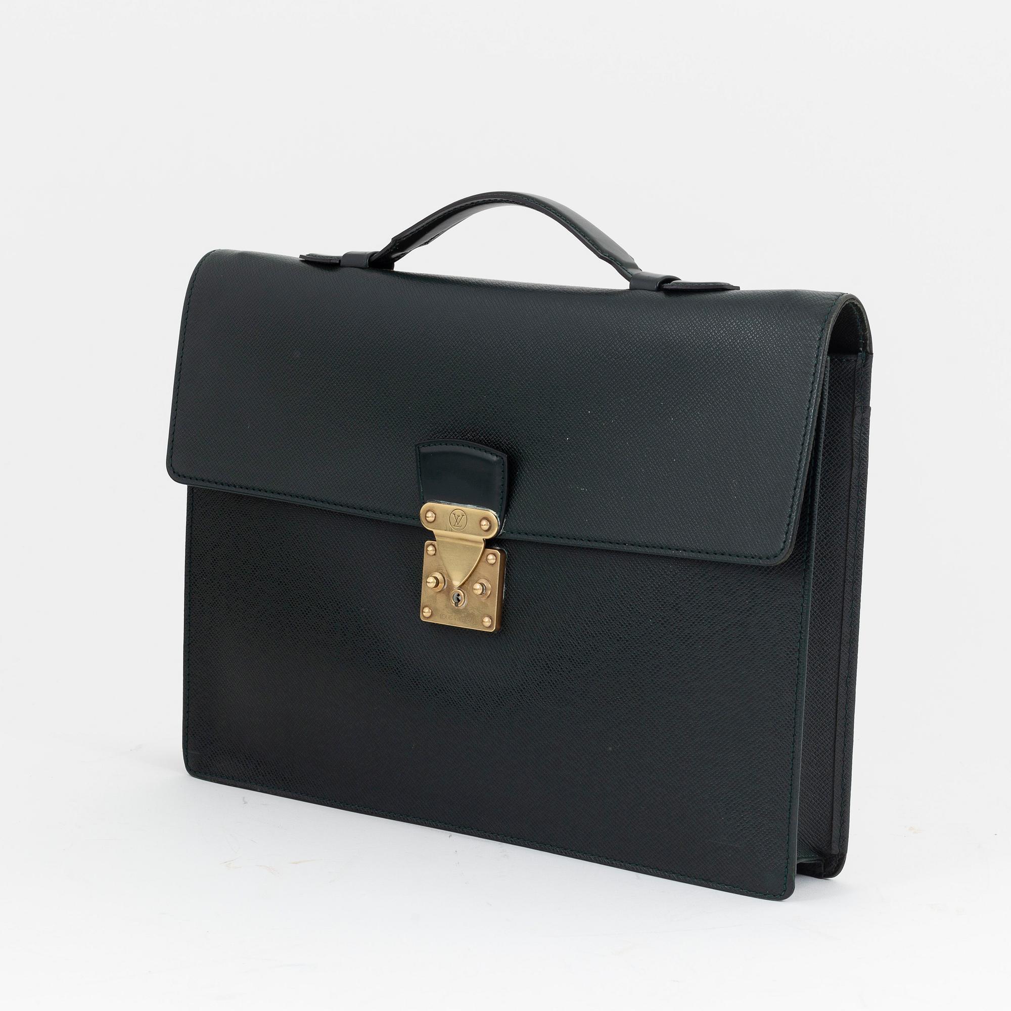 Louis Vuitton, a green Taiga 'Kourad' briefcase, 1997.