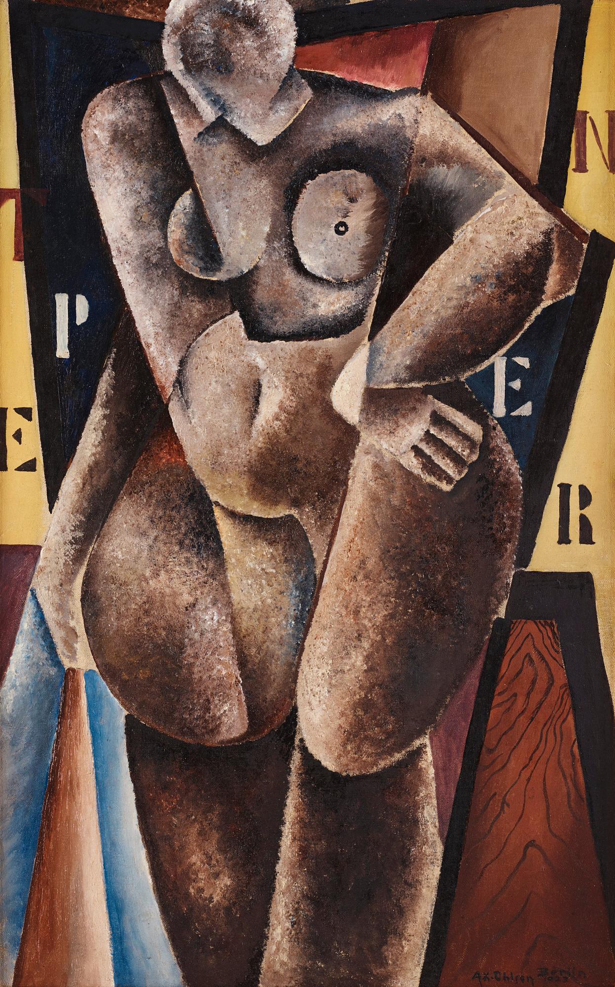 Axel Olson, "Woman figure in gray and black".