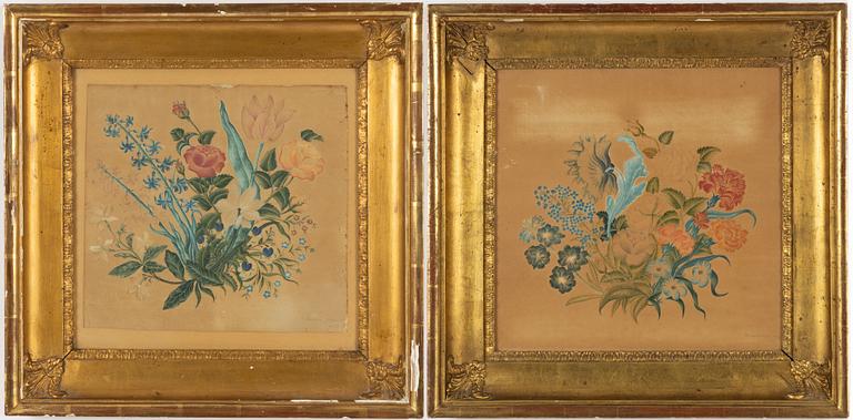 Unknown artist, early 19th century, Flowers, a pair.
