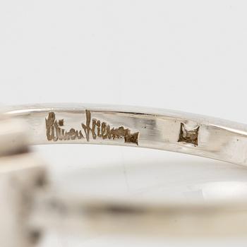 Wiwen Nilsson, ring, silver med trappslipad bergkristall, Lund 1943.