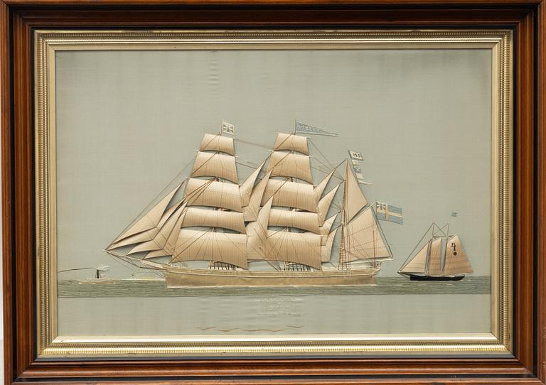 A ship portrait, Thomas Willes (Willis), silk, New York, USA, late 19th Century.