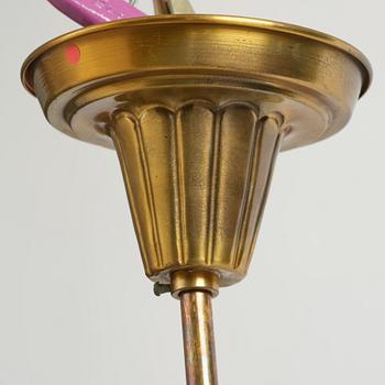 Swedish Grace, a brass and glass lamp, 1920s-40s.