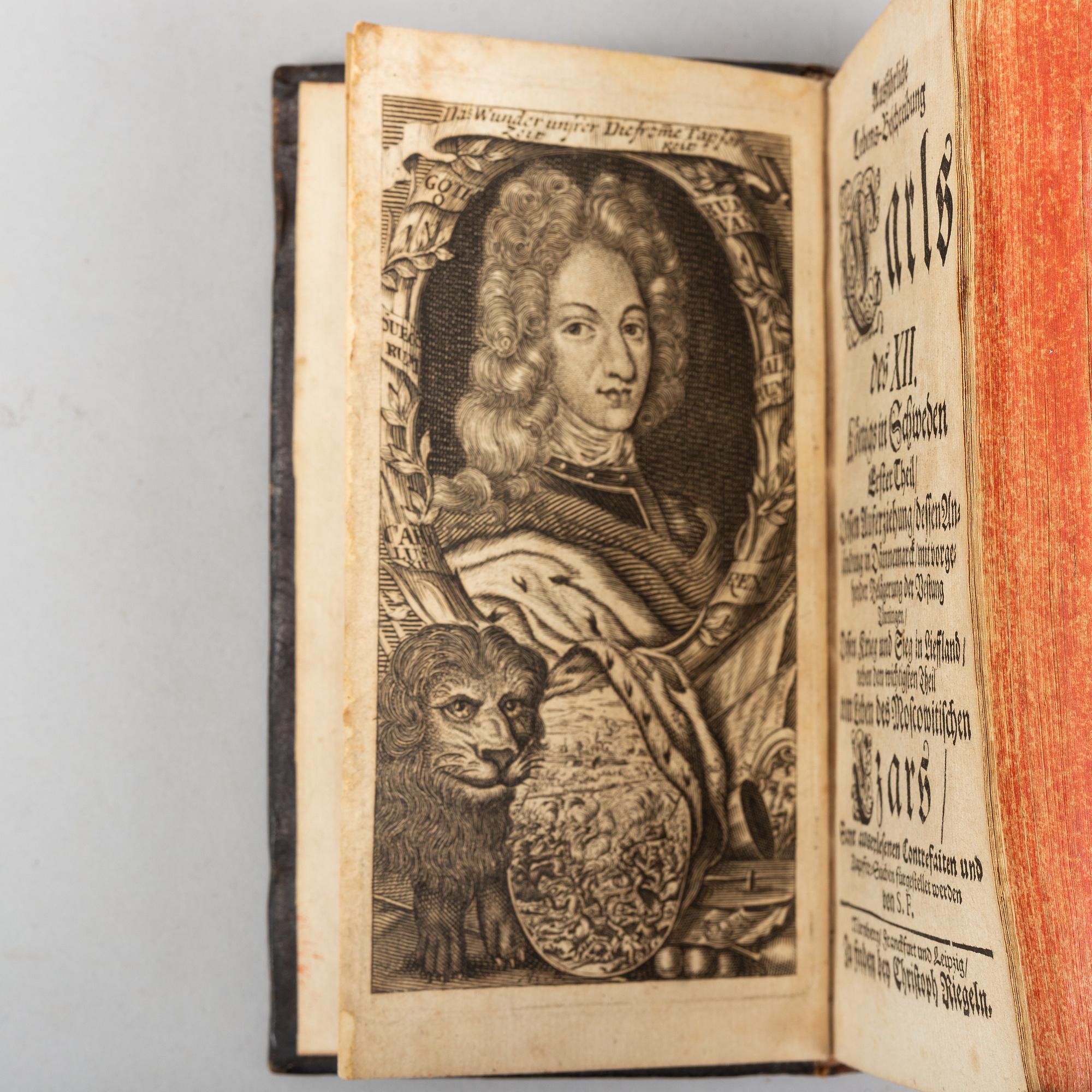 History of King Charles XII, 10 vols., with engraved plates and plans, 1702-19.