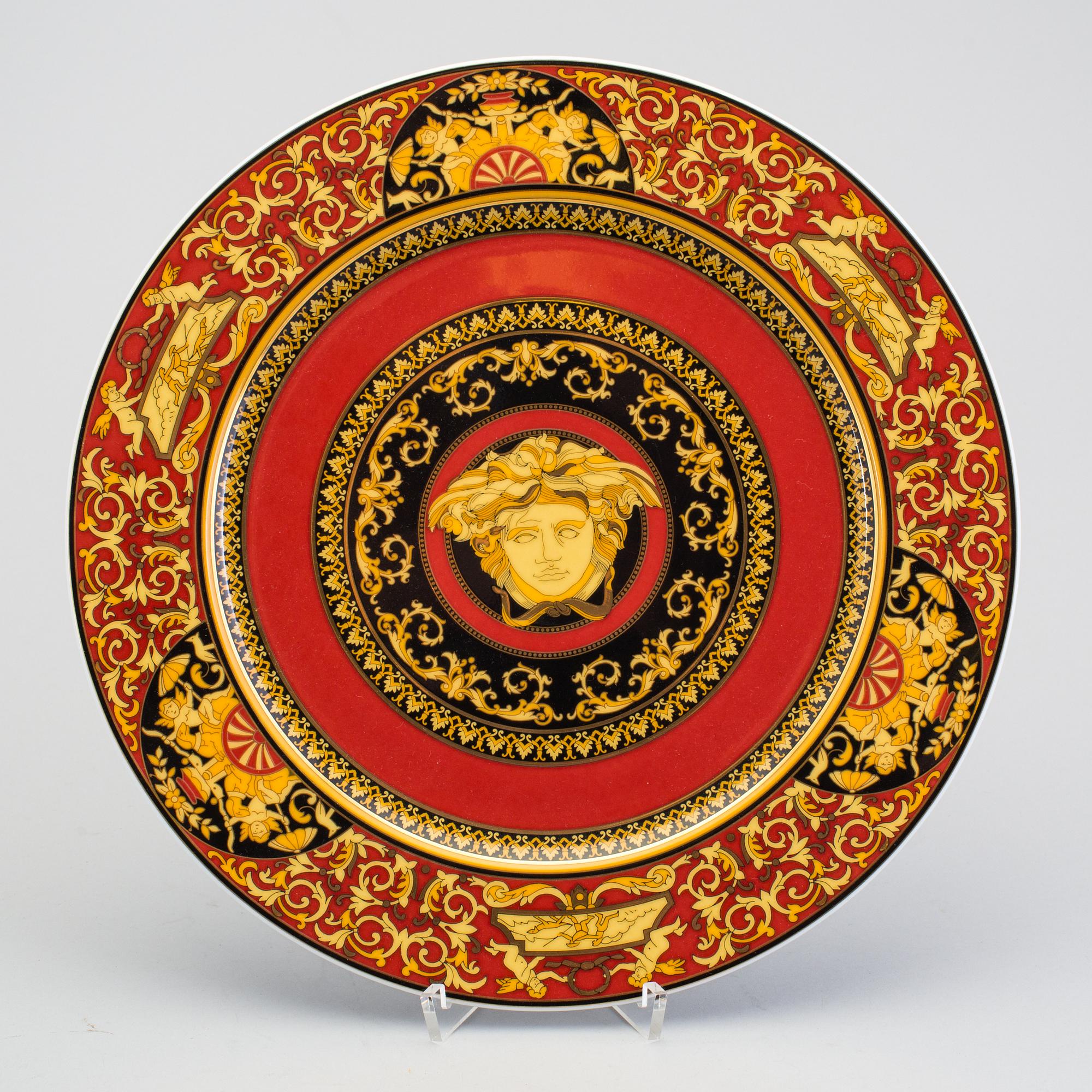 A lidded jar and a dish, Versace "Medusa".
