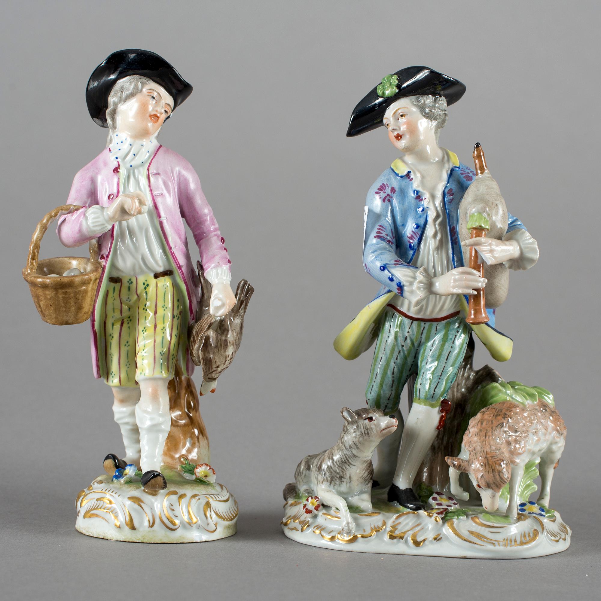 FIGURINER, 2 stycken, porslin, Potschappel, Dresden, 1900-tal.