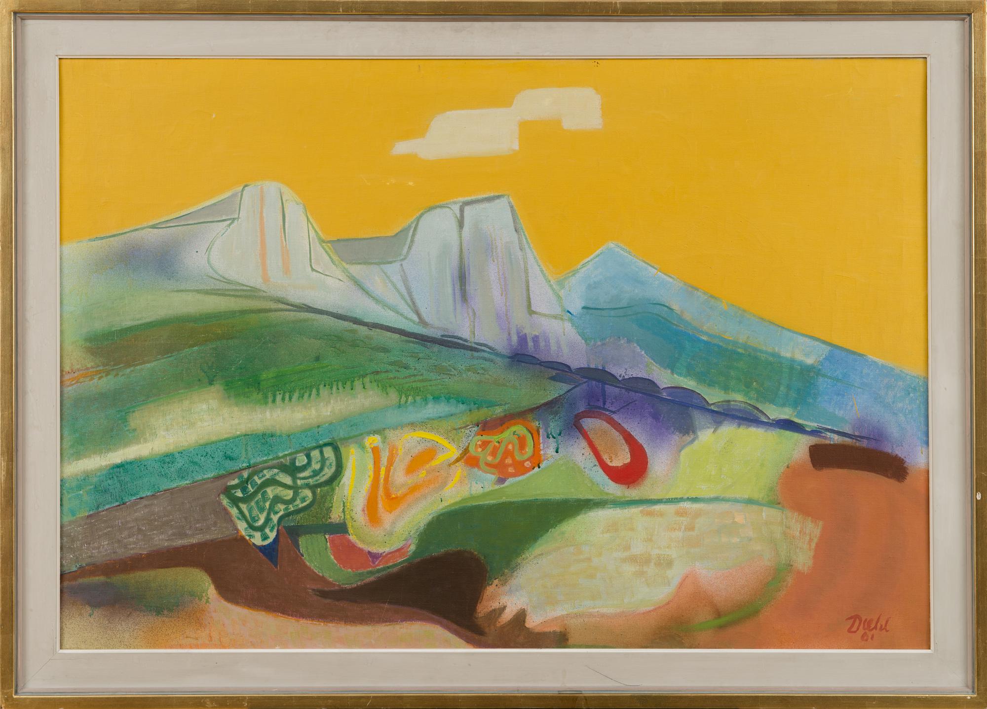 GÖSTA DIEHL, LANDSCAPE WITH YELLOW SKY.