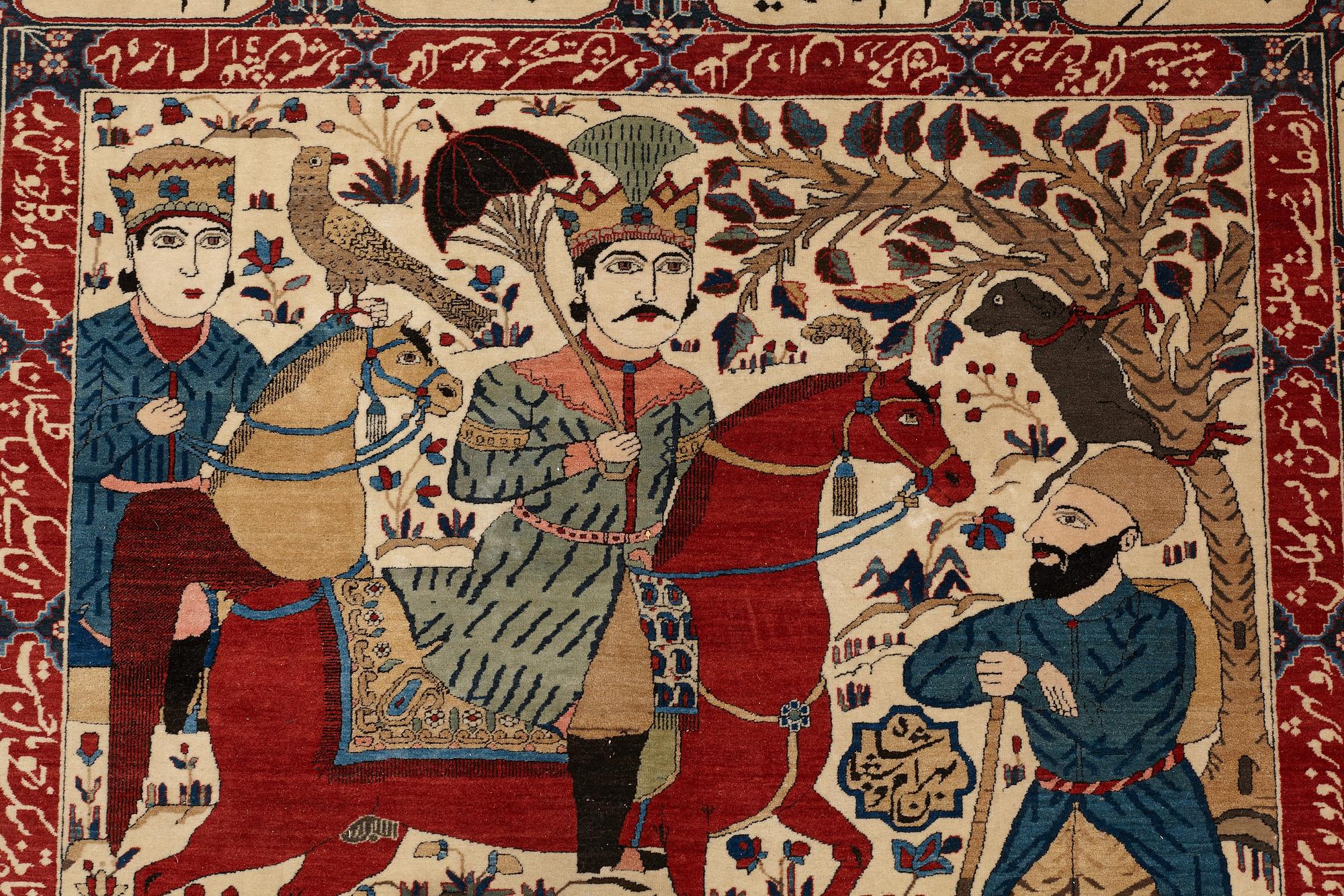 MATTA, semiantik Keshan figural, s.k. Motachem, ca 205,5 x 140,5 cm.