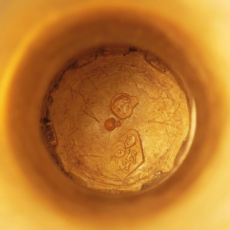 Paradkopp med fat, "The Demidoff cup", guld och emalj, Gabriel-Raoul Morel, Paris, daterad 1824.