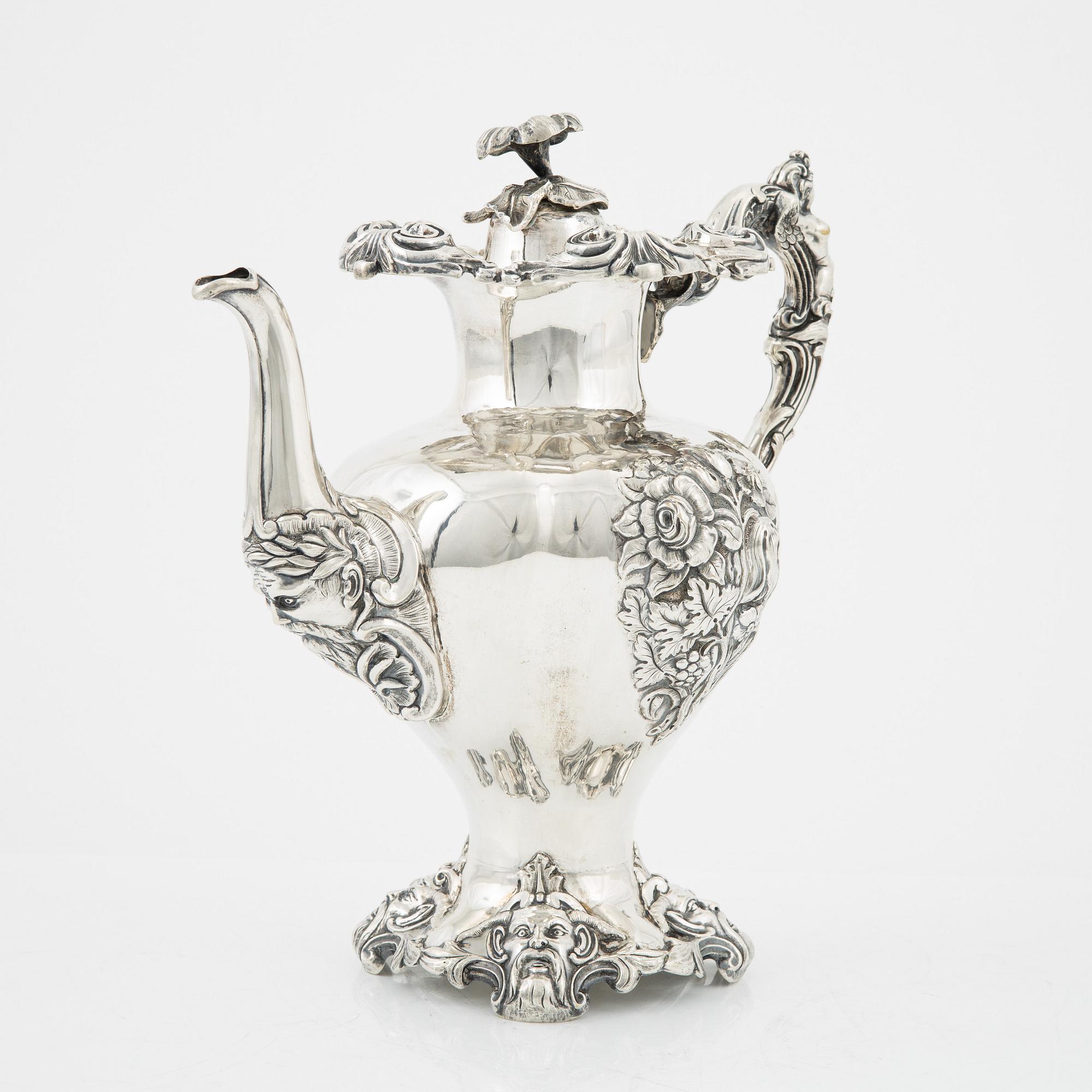 Frans Holm, kaffekanna, silver, Vadstena 1863.