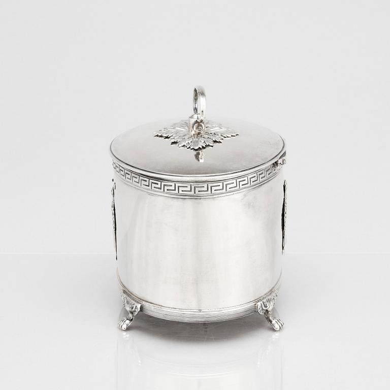 A Swedish Empire silver sugar-casket, mark of Pehr or Adolf Zethelius, Stockholm 1810.