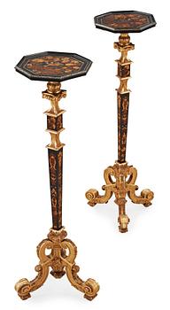 1520. A pair of French Baroque circa 1700 candle stands.