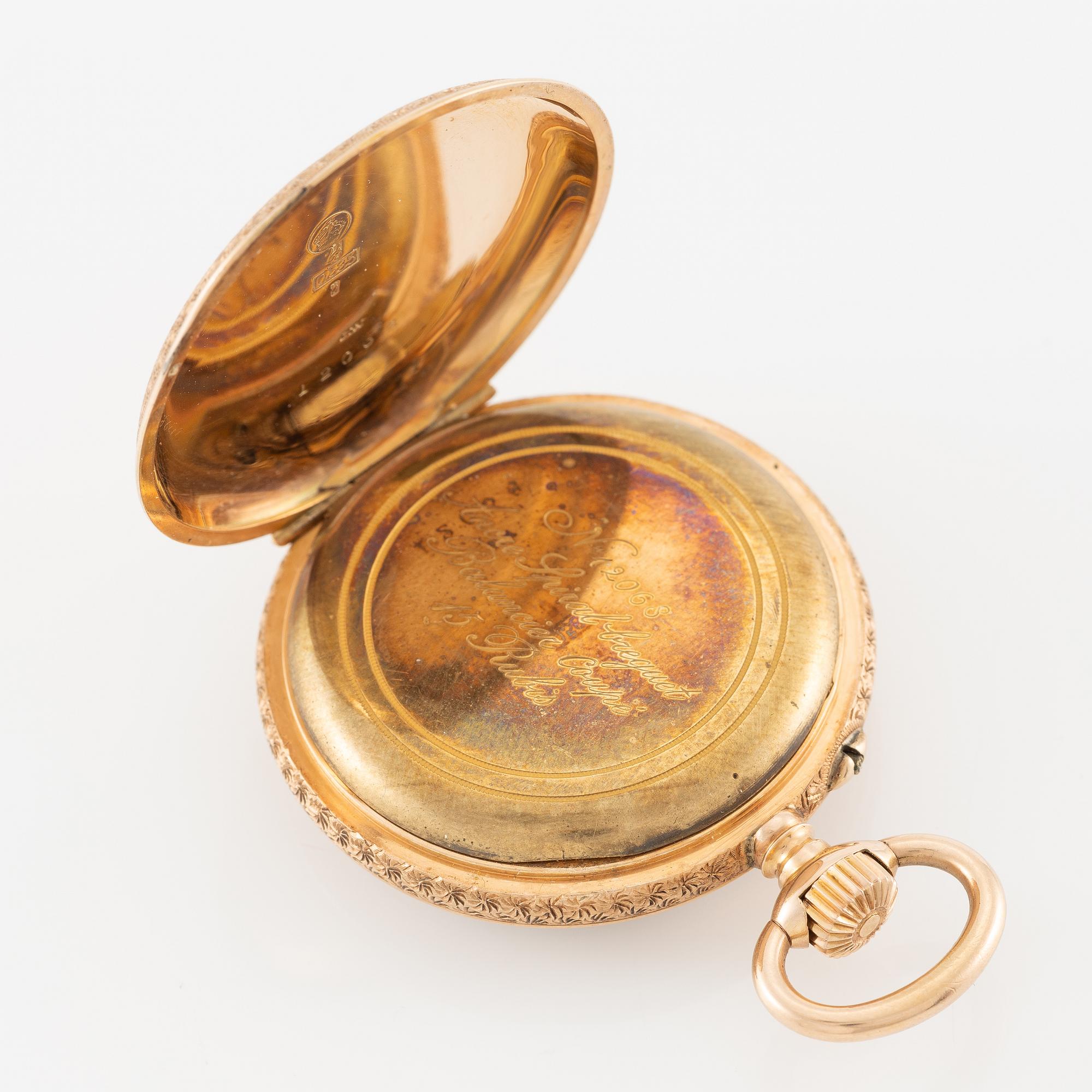 Fickur, 14K guld med etui, 36 mm.