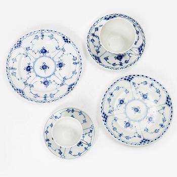 Royal Copenhagen, A 'Blue fluted' dinner and coffee service, most half lace (92 pieces).