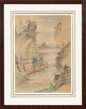 Unidentified artist, five Chinese paintings, watercolour on paper, 20th century.
