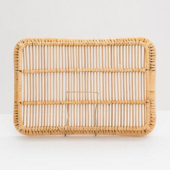 A mid-20th-century rattan serving tray, retailer Artek.