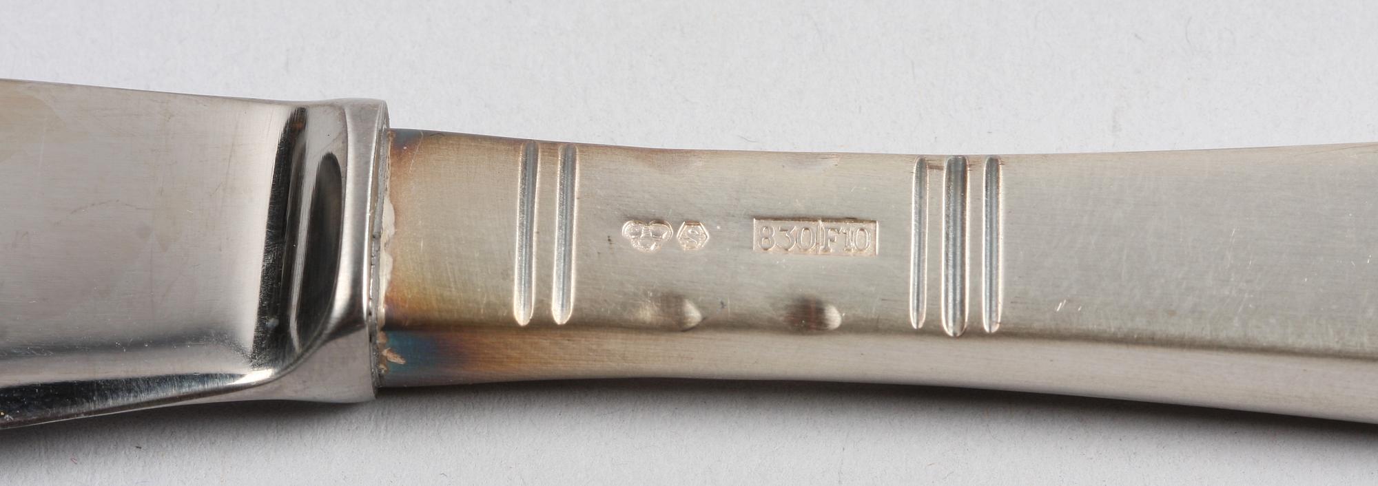 BESTICKSERVISDELAR, 15 st, silver, GAB, 1900-talets andra hälft.