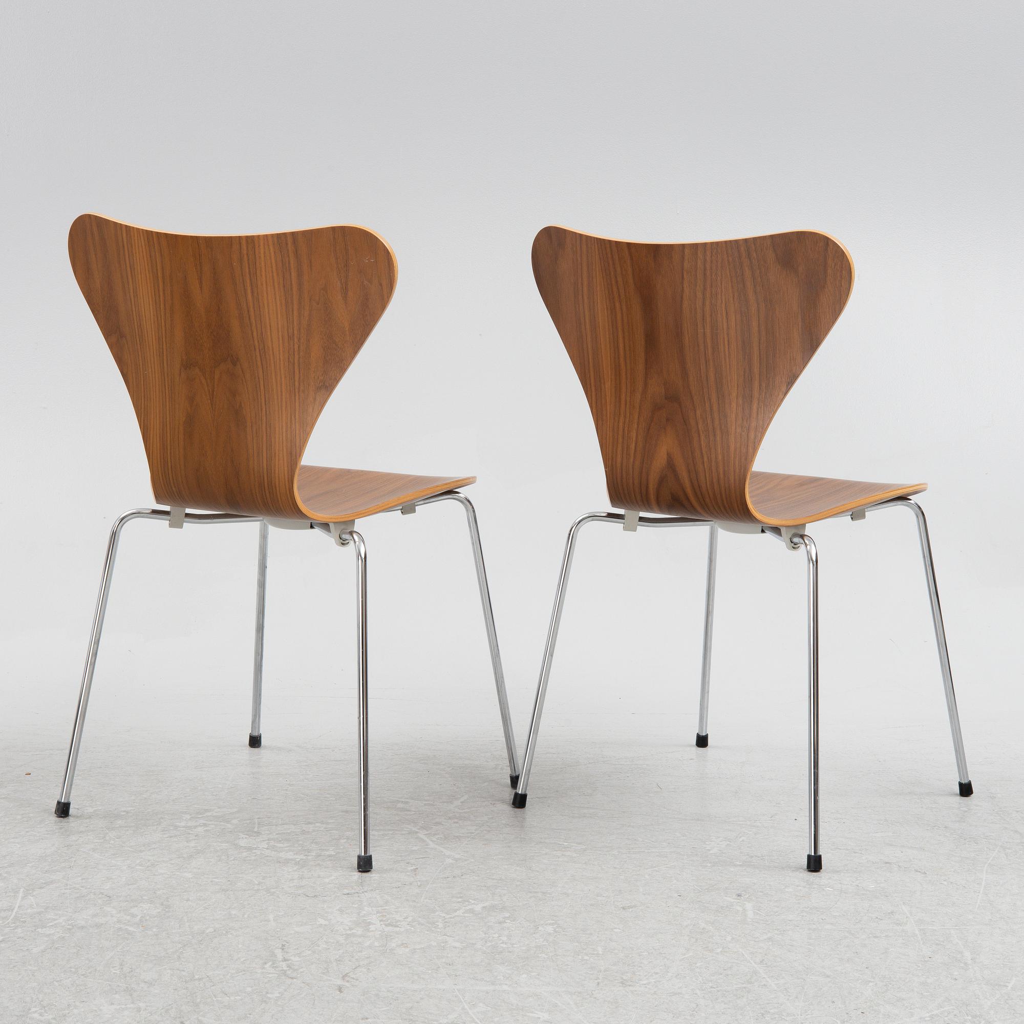Arne Jacobsen, stolar, 6 st, "Sjuan", Fritz Hansen, Danmark,.