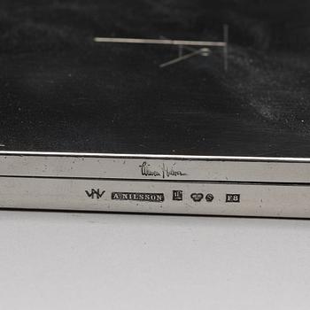 Wiwen Nilsson, a silver set with a pair of candlesticks and a cigarette case, Lund Sweden 1927-38.