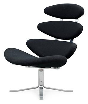 A Poul Volther steel and black wool 'Corona' easy chair by Erik Jørgensen, Denmark.