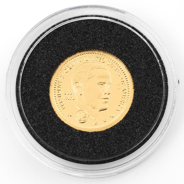 Guldmynt, 24 k, "Barack Obama", 200 Vatu, 2009.