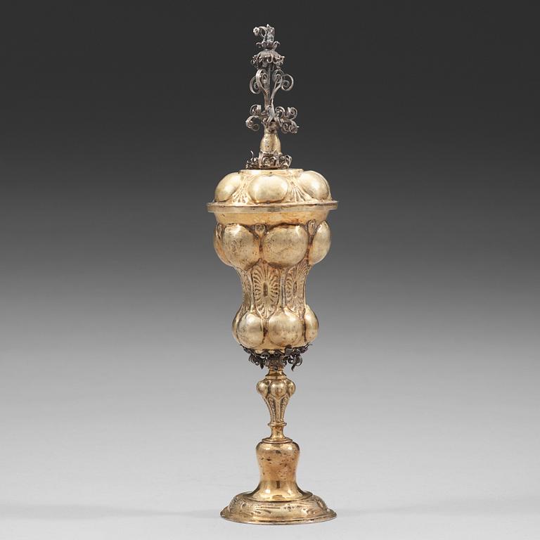 A German 17th century silver-gilt cup and cover, mark of Johann Kartenbusch, Nürnberg (1621/-22-1630).