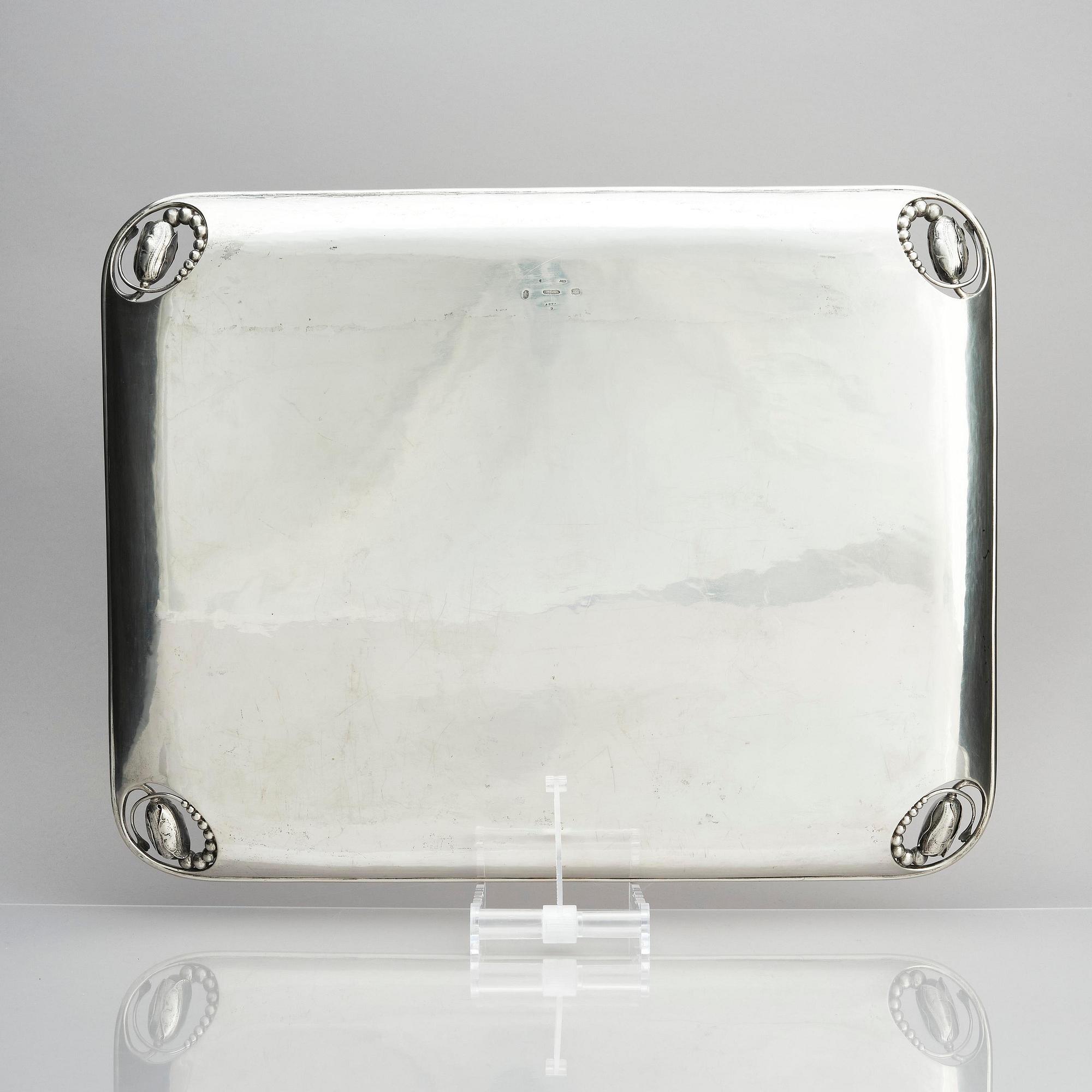 Georg Jensen, a Magnolia/Blossom tray, design nr 2, executed in Copenhagen 1919, 830/1000 silver.