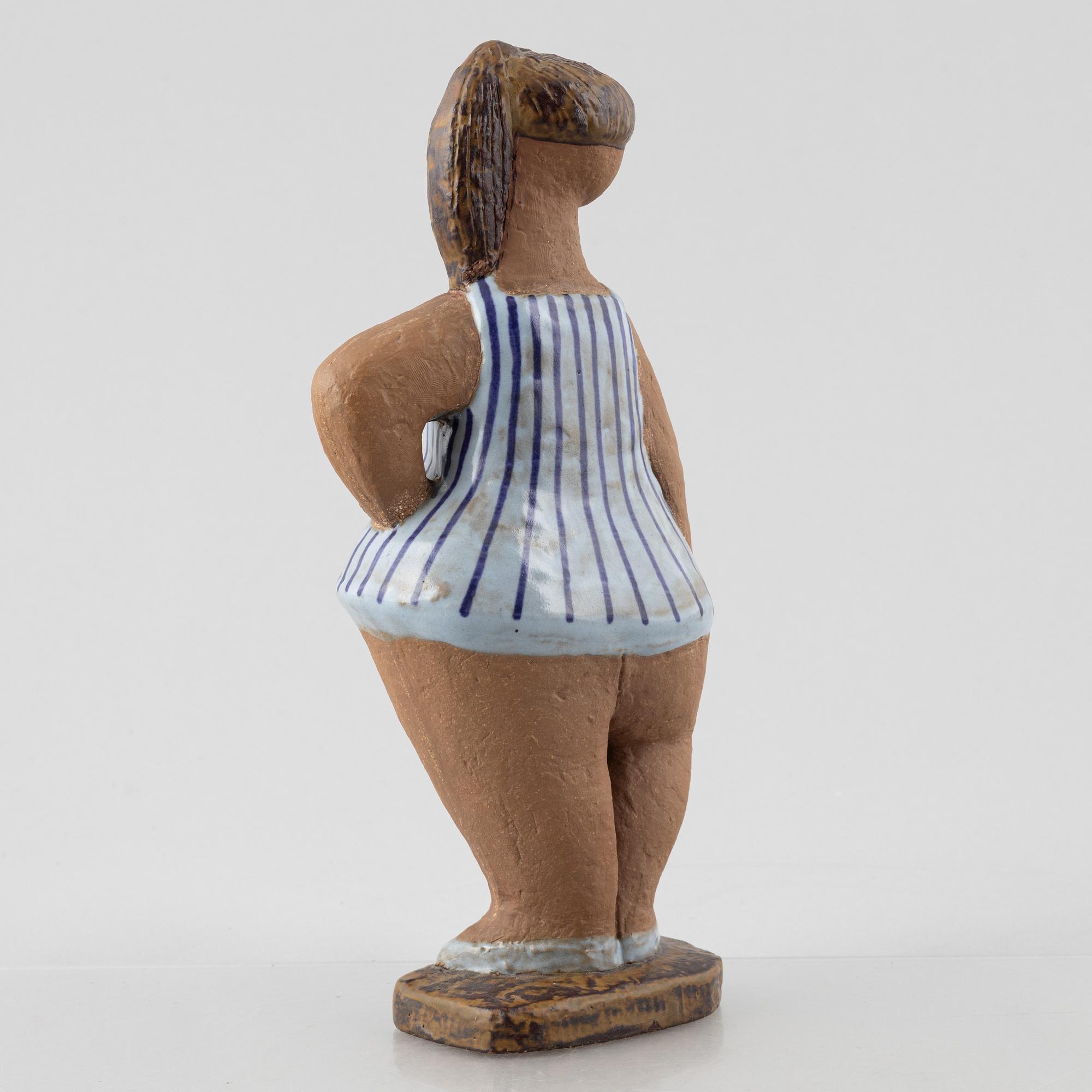 Lisa Larson, figurin, stengods, "Dora", ur serien "ABC-flickor", Gustavsberg.