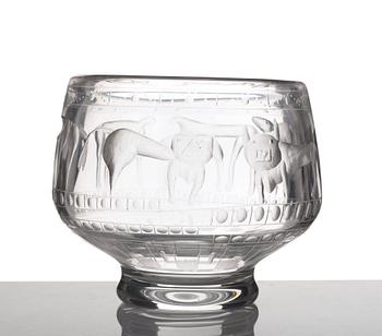 Erik Höglund, an engraved glass bowl, Boda, Sweden 1950's.