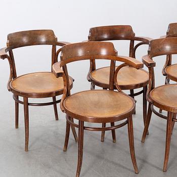 FIVE DREVOUNIA BENTWOOD  CHAIRS MID 20TH CENTURY.