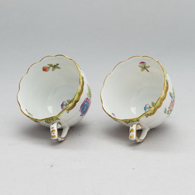 A Herend Queen Victoria VBO porcelain coffee set and two trinket boxes, totally 19 pieces, Hungary.